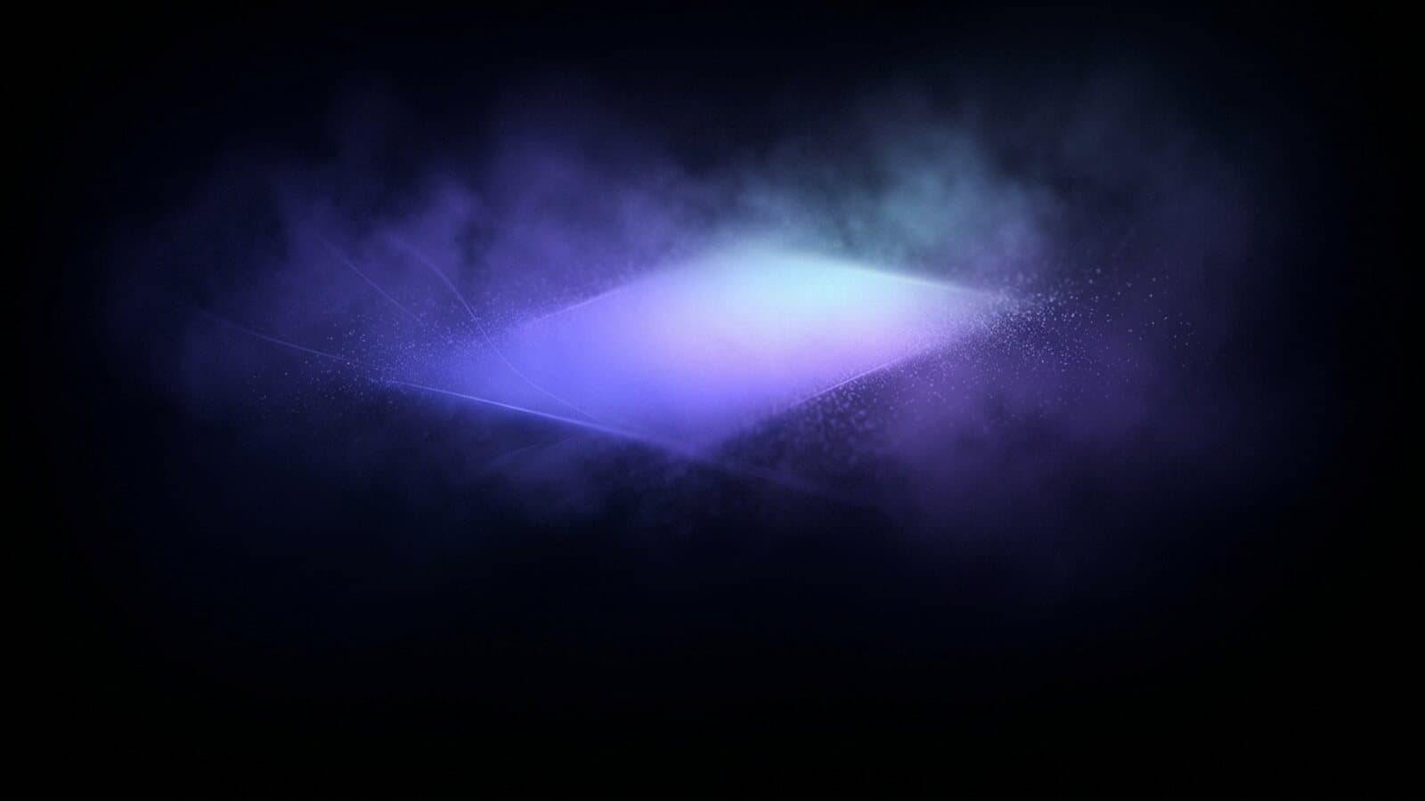 Abstract graphic: a still plane of light resolving out of drifting particles