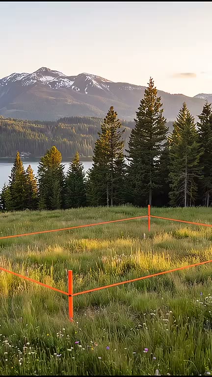 A build timelapse: a staked meadow giving way to a poured concrete slab