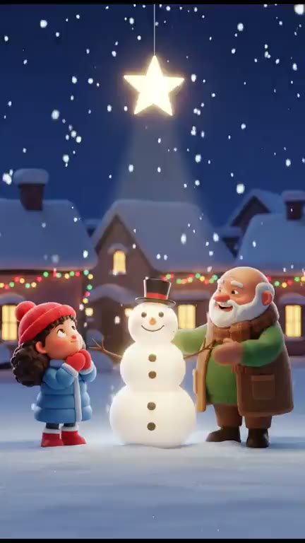 A sled of cookies pulled down a snowy street, the narrated line captioned