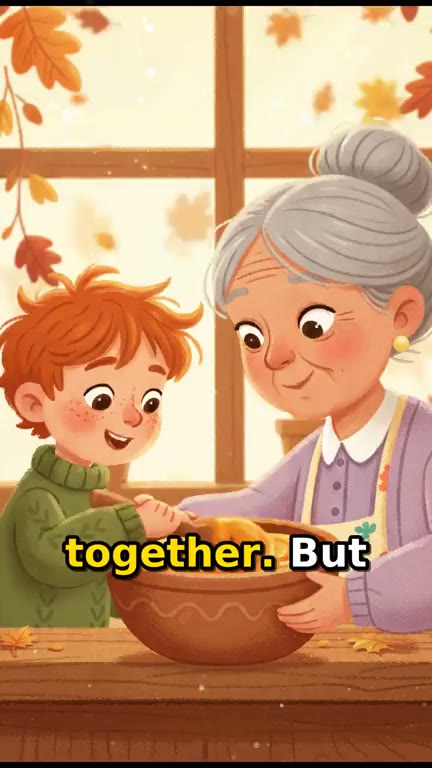 A pumpkin pie far too big for two, the narrated line captioned