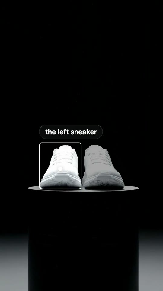 Find in Frame boxing the left sneaker of a pair on a pedestal